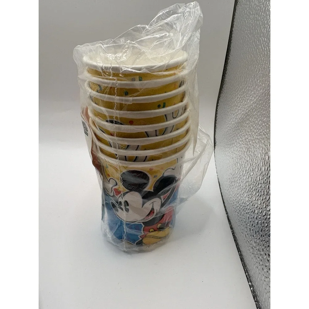 Vtg Party Express Hallmark Mickey Mouse Confetti Birthday Plates, Cups& Confetti